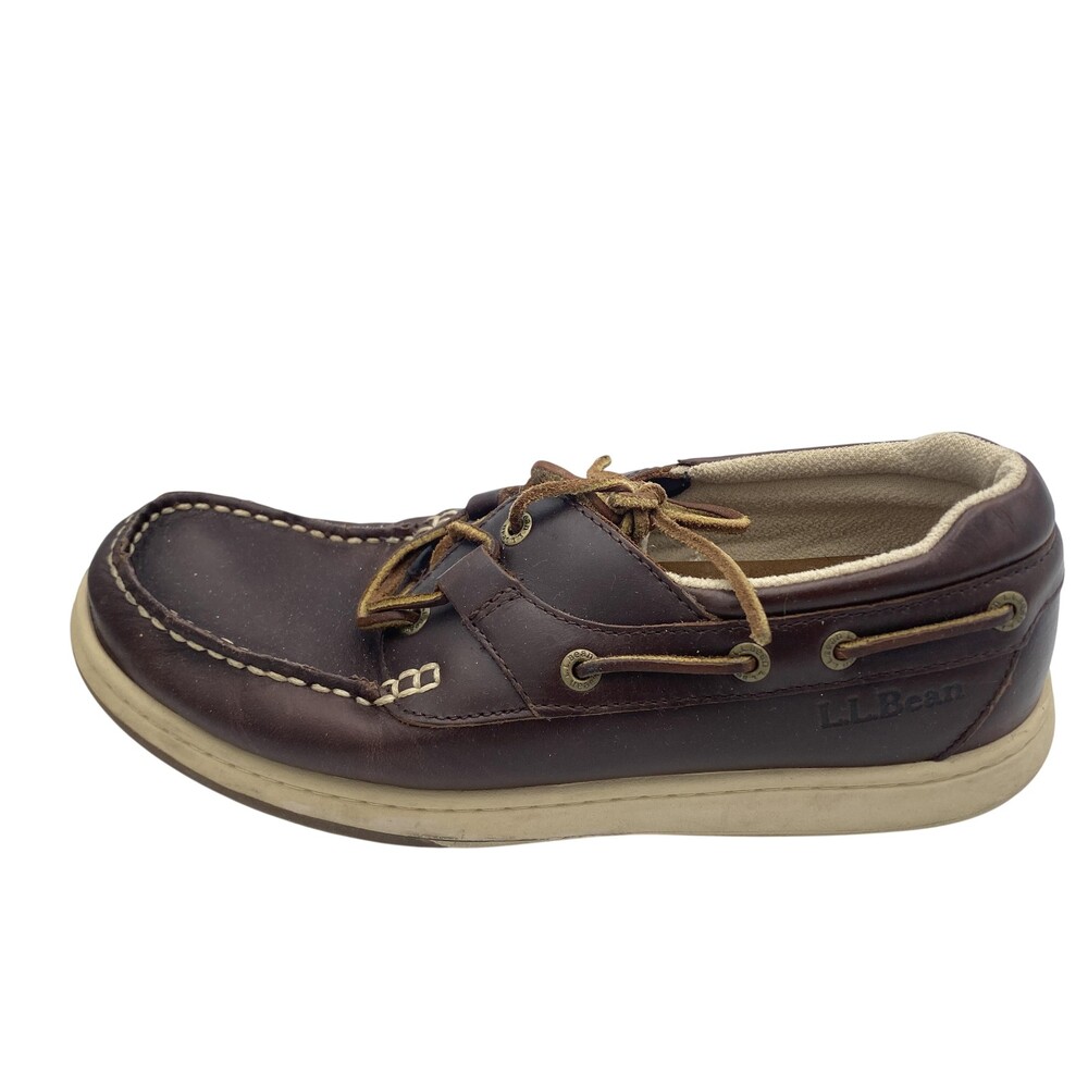 L.L.Bean Shoes Mens Size 8.5M Brown Leather Boat Deck Casual Comfort Lace Up